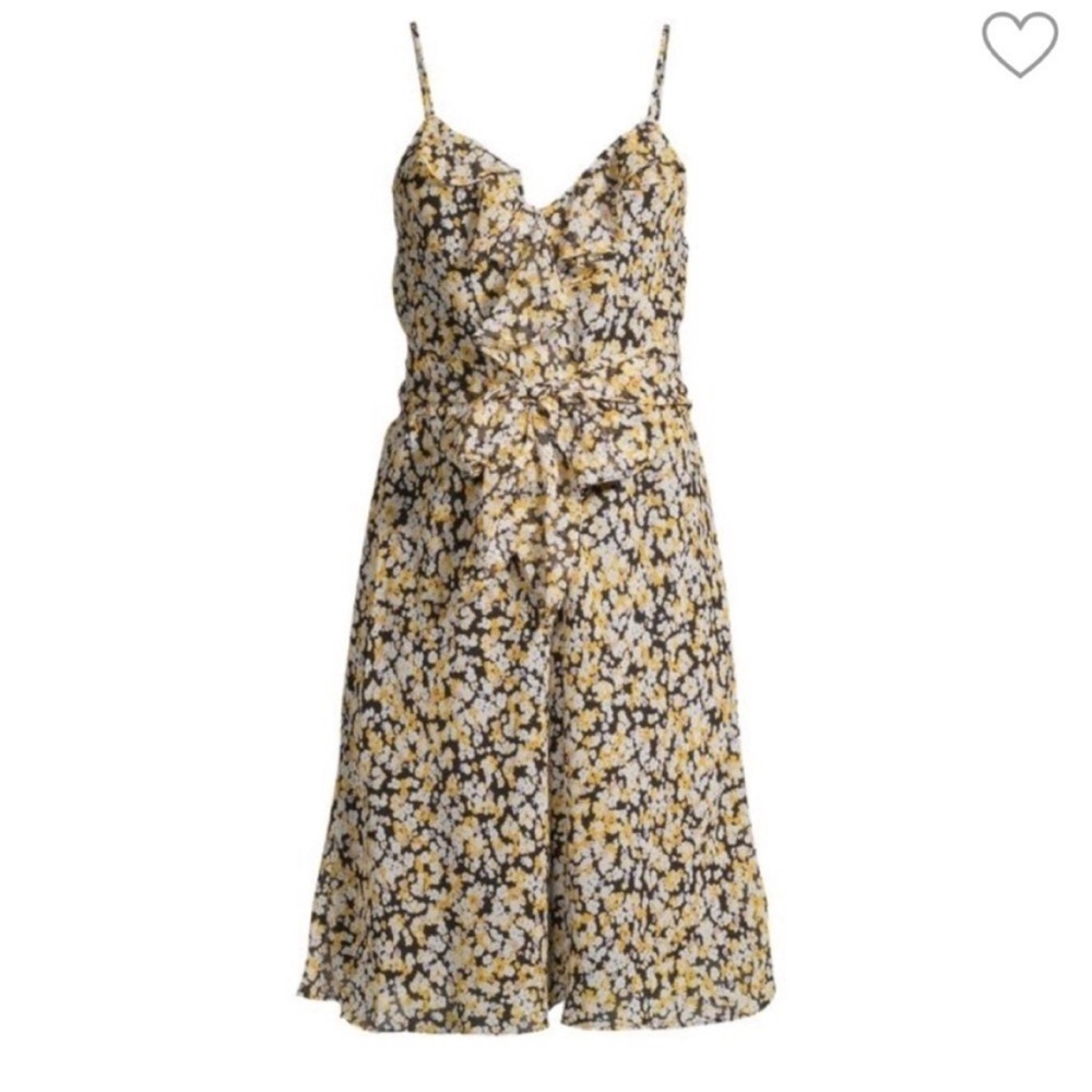 KARL LAGERFELD PARIS Floral-Print‎ Ruffle-Trim Belted Dress Size 6